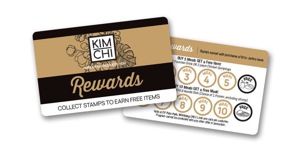 Kimchi rewards card front and back